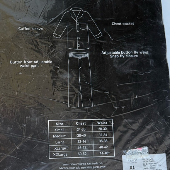 NWT Men's Pajamas Top & Pants SET Snowflake Shirt Size XL Cotton Navy Covington - Picture 8 of 10